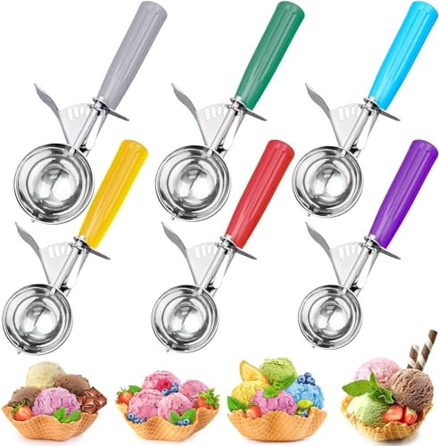 6 Pcs Ice Cream Scoop Set, Stainless Steel Cookie Scoops, Professional 18/8 Portion Scoop with Handle for Baking Food Cookie Dough Cupcake Batter