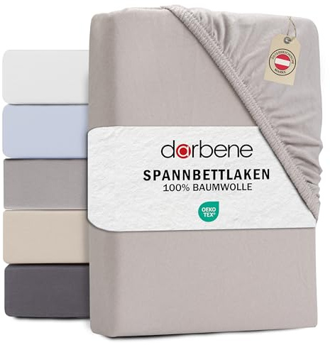 DarBene® Spannbettlaken – Oeko-TEX, Hellgrau, 140x200 cm | Bettlaken, Spannbetttuch, Jersey Baumwolle, atmungsaktiv, bügelfrei, Leintuch, Matratzenbezug, Spannleintuch, Bettbezug
