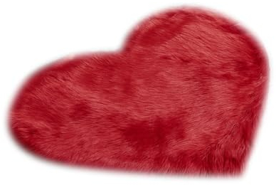 YUGWNN Rot Lammfell Teppich Flausch Fell füR Couch,Waschbar Fell füR Sessel Stuhl Decke,Herz 50x70cm/19,7x27,5in