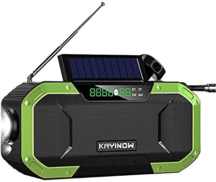 YQYBF IPX5 Waterproof Auto Scan Hand Crank NOAA Emergency Radio,5000mAh Portable Weather Solar Radios with Bluetooth Speaker，AM/FM Emergency Broadcast Radio with Cell Phone Charger