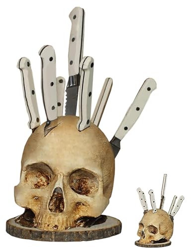 Porte-couteau en forme de crâne pour la cuisine, porte-couteau en forme de crâne pour la cuisine, porte-couteau en forme de crâne, décoration de crâne pour Halloween