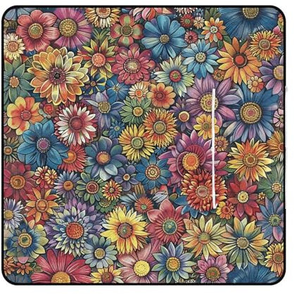 ZLFDSKGY Picknickdecke, farbige Collage, Blumen, bedruckt, wasserdicht, faltbar, große Picknickdecke, praktische Matte mit Reißverschlusstasche für Camping auf Gras