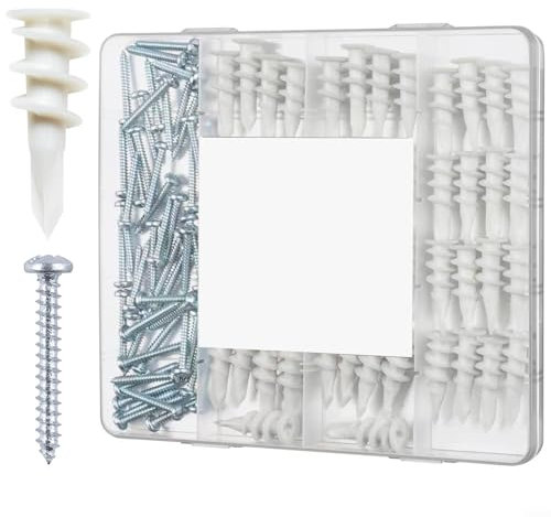 100 Stück Dehnschrauben, selbstschneidende Wanddübel mit Gewinde, hohler Metall-Wandanker und Schrauben-Set