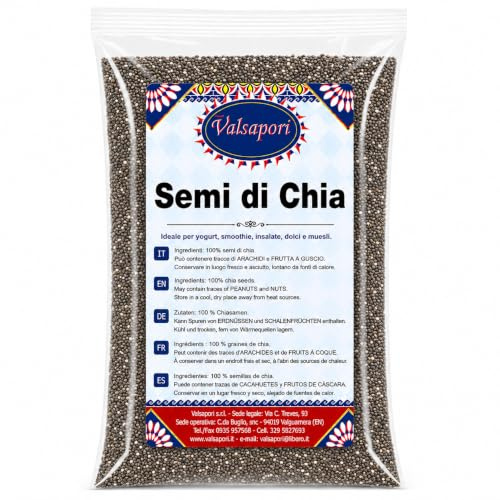 Semi di Chia per Yogurt, Porridge e Prodotti da Forno, 500 g | Per smoothie, budini, frullati, dessert e preparazioni fredde; versatili anche come ingrediente per impasti dolci e salati