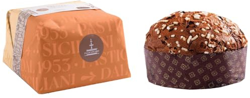 Panettone Artigianale con Gocce di Cioccolato | Ricoperto di GLassa | Incartato a Mano | 1Kg | Dolce Natale | Sicilia