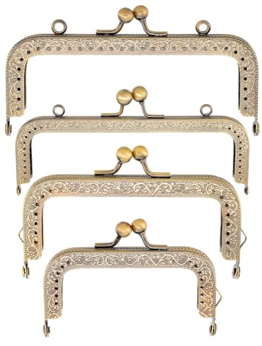UNICRAFTALE 4 Stück Metall Geldbörsenrahmen 4 Größen Quadratisch Für Münzgeldbörse Kiss Lock Verschluss Rahmen Antike Bronze Geldbörsenrahmen Clip Für DIY Handwerk Geldbörse Taschengriff Nähen Basteln