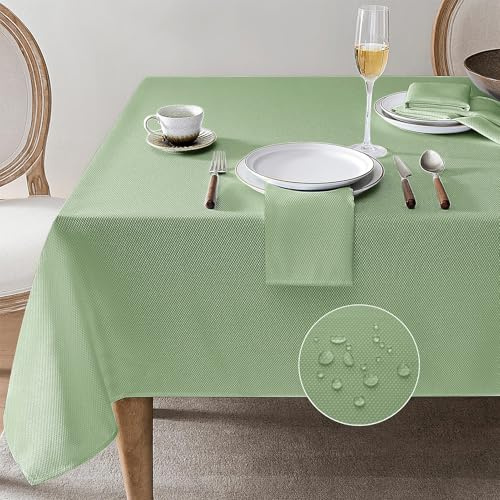 Softalker Tischdecke abwaschbar grün 140x180 cm rechteckig Frühling Oster wasserabweisend abwischbar Tischdecken Tischtuch Table Cloth für Outdoor Gartentisch Draußen Garten Party Fest Geburtstag