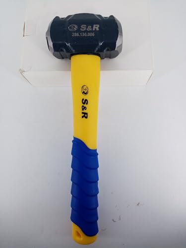 S&R Sledge Hammer with Cross Pattern Head - 2 Component Fibreglass Handle | Heat Treated, C50 High Carbon Steel | 38-48-HRC | Demolition Hammer | Weight 1.36 kg