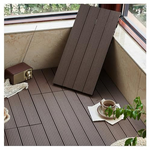 SPXMQSS Baldosas Exterior Composite, WPC Losetas Antideslizante para Interior Exterior Terraza Balcón Jardín, Fáciles de Colocar 30x60x2.3cm C 24PCS