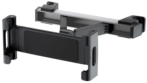 QUALO Auto Halterung für Tablet, Smartphone, Für Reisen, Kopfstützenmontage für Auto, Verstellbar, Drehbar, Schwarz, QUS-T-BS-01