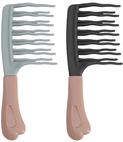 AYVRUOP 2 pièces - Peigne à nervures pour cheveux bouclés, humides, épais et autres types de cheveux spéciaux, vert et gris