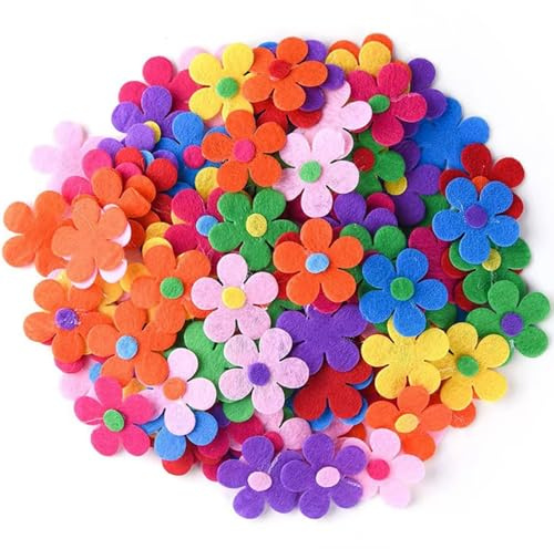 Henyall 100Pcs Felt Flowers Colorful Fabric Flower Embellishments,Craft Felt Flowers,Flower Stickers for Clothing for DIY Crafts, Baby Headbands, Hats,Clothing Appliques,Socks(3cm,Assorted Colors)