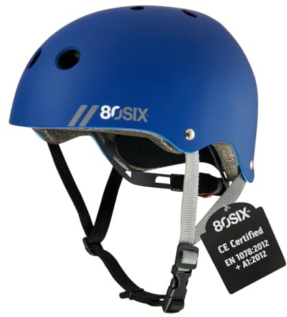 80SIX Multi-Sport Skateboard Helmet with Adjustable Fit Dial for Kids, Teens, Adults-Certified Hardshell Protective Scooter, Bike Helmet for Cycling, Skateboard, BMX, Inline Skate