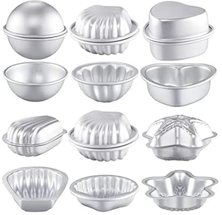 Janasiba 12 Stück Badebomben-Herstellungsform mit 6 Formen, Badebomben-Bastelform, Pressform zum Basteln, für Handgefertigte Seifen, Kerzen, Kuchen, Backen