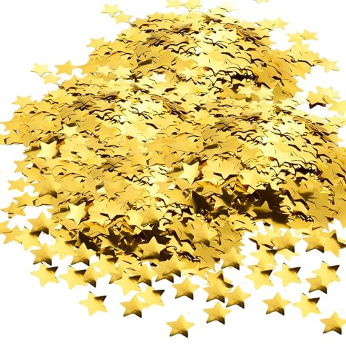 Sterne Konfetti Gold,Glitzer Streudeko Sterne Goldene,Confetti Streudeko Weihnachten,Weihnachtskonfetti Stern Deko,Glitzersterne Streudeko,Pailletten Stern Tischdeko für Geburtstag Hochzeit,60 Gramm