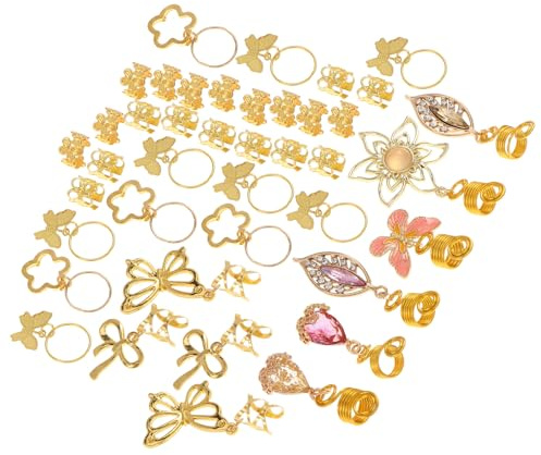 Healifty 40piezas Cuentas para Rastas Pinzas Metálicas para Trenzas Dijes de Cabello Joyas para Rastas para Hombres Broches para Trenzas Accesorios Cabello