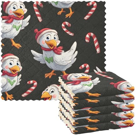 Mnsruu Microfibre Cleaning Cloths A Happy Little Green Eagle Pattern Reusable Dish Cloths for Washing Up 6 Pack Swedish Dishcloth Microfibre Cleaning Towels Washable Duster Rags Cloth Home