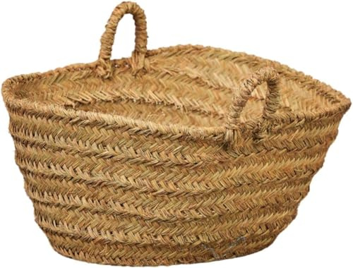 Cestería Aparici - Capazo - Leñero de Esparto con Asas - ovalado, cesto para la leña o decoración - Extra Grande 5 Tiras - (70 x 40 x 32cm) REF:7109-5