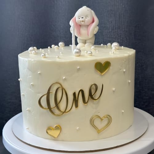 Acrylic One Cake Topper Mirror Baptism Cake Decoration Gold Silver for 1st First Party Birthday Anniversary Wedding DIY Cupcake Decorating