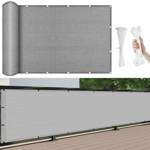 Ljusgrå balkong 200 x 60 cm – UV- och vindskydd, HDPE trädgårdsstaket screening, perfekt för trädgård, vägg och trädgård integritetslösningar