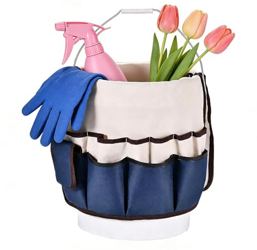 Sac À Outils De Jardinage – Pochette De Rangement Pour Sac À Main | Organisateur De Seau À Outils De Jardin Robuste Avec Base Épaissie Et Poignées Confortables | Pour Les Femmes Papa Bricoleurs Fourni