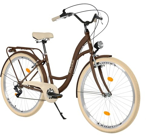MILORD Damenfahrrad Citybike Komfort Retro Bike Hollandrad Vintage Fahrrad, 26, 28 Zoll, 7-Gang