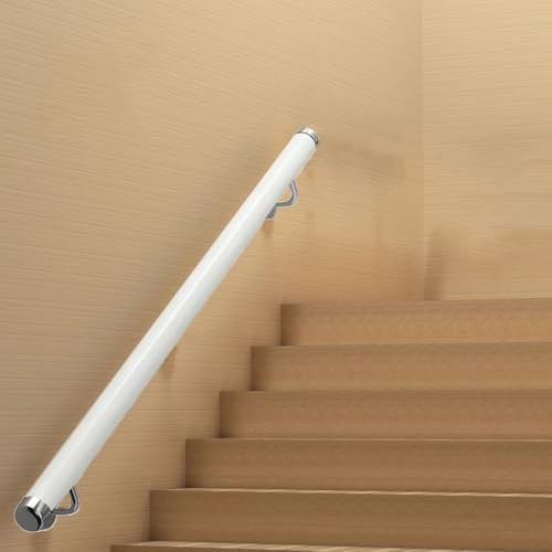 QSPNVFB Pasamanos De Escalera En Pared Pvc Barandilla Antideslizante 100cm Asidero De Seguridad Para Interior Exterior Porche Baño Garaje(White)