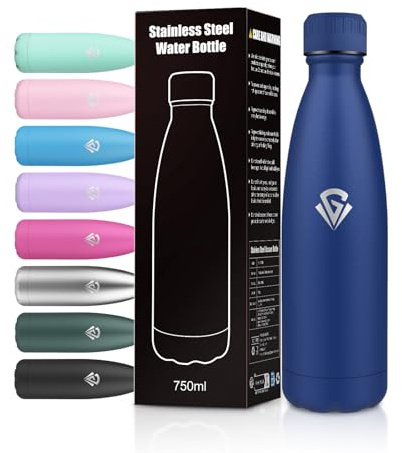 Trinkflasche Edelstahl 750ml, Doppelwandig Isoliert Thermosflasche, Auslaufsicher und BPA-Frei, Kohlensäure Geeignet, Wasserflasche für Schule, Camping, Outdoor