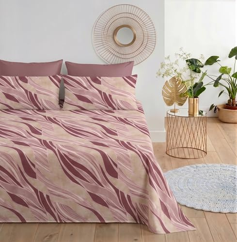 Filoro Set Lenzuola Matrimoniale 6 Pezzi, Rosa, 4 Federe, Stile Contemporaneo, Fantasia Geometrica, 100% Cotone