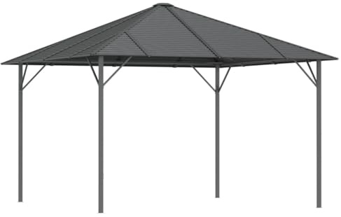QJBSAVVA Tonnelle de Jardin 3x3 m, Belvédère de Jardin avec Toit en Polyester et Structure Robuste en Acier Galvanisé, Chapiteau pour Fêtes, Événements et Réceptions, Anthracite