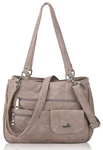 Angel Kiss Tasche Leder Damenhandtasche Schultertasche Handtaschen Wasserdicht Tragetasche Multifunktionale Henkeltasche Umhängetasche Groß für Arbeit Schule Shopper Reise Aprikose