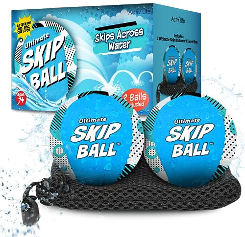 Activ Life 2 Pack Ultimate Skip Ball, Summer Toy for Kids, Beach Games, Birthday Gifts for Teens, Adult and Family, Swimming Pool Diving Toys Water Balls (Blue Spots)
