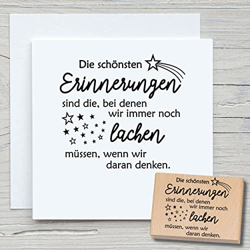 NEWSTAMPS Stempel Die schönsten Erinnerungen Motivstempel aus Holz & Gummi zum Karten und Geschenke basteln, Holzstempel für Sprüche, Textstempel, Schrift, Scrapbook, Textilstempel, Deko