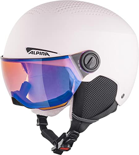 ALPINA ZUPO Visor Q-LITE - hochwertiger & sicherer Skihelm für Kinder, mit abnehmbaren Ohrenpolstern, mit kontrastverstärkendem Visier - Rose matt - S (48-52 cm)