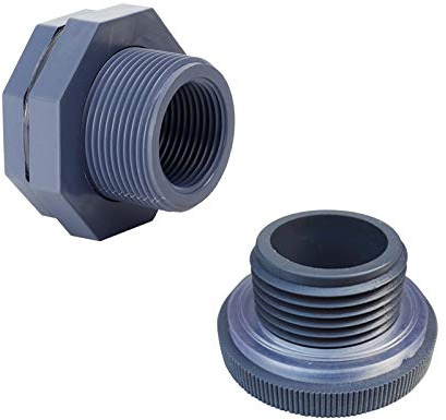 CHEYLIZI PVC Regentonne Schottverschraubung 1 Zoll Wassertank Anschluss 2 Paar PVC-Innengewinde Garten Zapfhahn mit Stopfen für Regentonnen, Aquarien, Wassertanks, Wannen, Pools