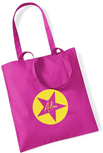 Stofftasche Stern personalisiert mit Namen | Bedruckter Jutebeutel Stoffbeutel für Kinder | Stern-Design mit Name für Schule, Kindergarten