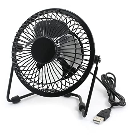 Ruilogod 3.8 USB mini portátil de refrigeración del ventilador del escritorio del ordenador PC Negro