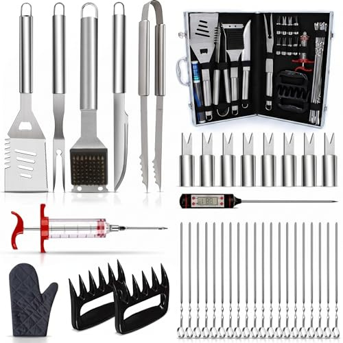 Kyto BBQ Zubehörsatz 39-teilig mit Koffer Grill Set Grillbesteck für Garten Camping Geschenke für Männer Grills & Smoker Zubehör