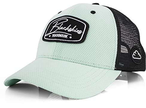 Blackskies® Race Baseball Cap | Herren Damen Premium Trucker Cap | Snapback Schirm Mütze Kappe Basecap Mintgrün-Schwarz - Männer Frauen Unisex Streetwear Outdoor Sommer Freizeit