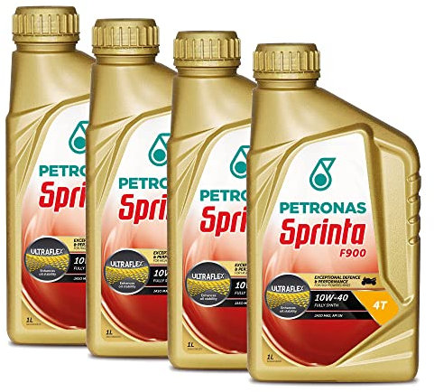 Petronas Kit 4X Sprinta Olio Motore 4T 100% Sintetico F900 10W-40 per 4 Tempi - 4 Confezioni da 1L