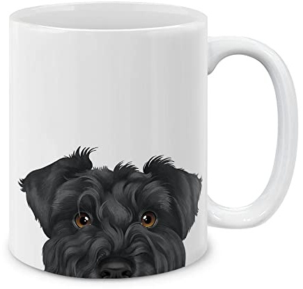 MUGBREW Taza de café de cerámica con diseño de perro Schnauzer en miniatura, color negro, 325 ml