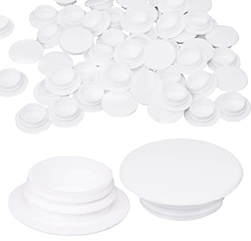 SKIR'CO (20 Stück) Weiße Kunststoff-Lochstopfen 14 mm, Kunststoff-Lochkappen, Möbel-Lochstopfen, Kunststoff-Abdeckkappen