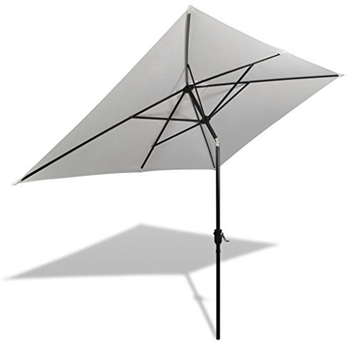 Homgoday Parasol de balcon à manivelle - Parasol de jardin inclinable - Avec 6 baleines en acier - Pour balcon, terrasse - 200 x 300 cm - Vert - Rectangulaire, Blanc.
