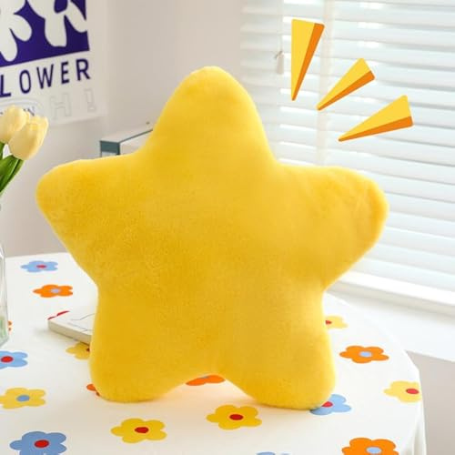 Kissen Stern Plüschkissen Stern Wurfkissen Schlafkissen Gefülltes Kissen für Heimdekoration (40cm, Yellow)