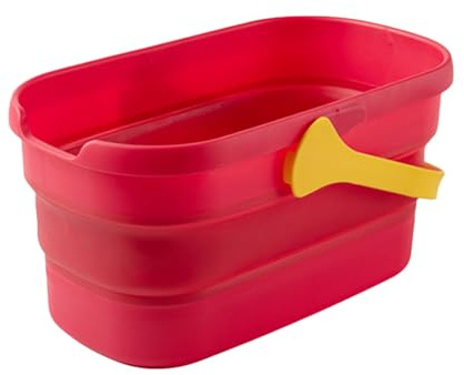 BZJPRFC Cubo Plegable For Limpiar Fregona, Cubo De Plástico Plegable De 12 L (3,17 Galones) con Ruedas Adecuado For Limpieza De Casa, Camping Y Vehículos Recreativos (Color : Red)