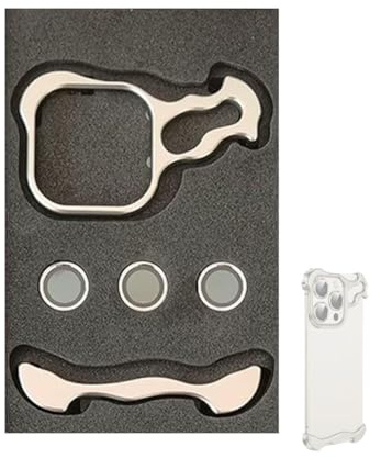Custodia for telefono anti-caduta con cuscinetto angolare in metallo a forma speciale, custodia in metallo 2024 - Protezione for lente con cuscinetto angolare for iPhone (Color : Szary, Size : 13 pr