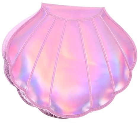 MAGICLULU Muschel-schminkspiegel Mit Doppelseitigem Spiegel Aus Pu-Leder Und Hologramm-Design Für Frauen Und Mädchen Rosy