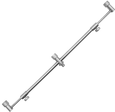 Angel Domäne Deluxe Buzzer Bar 3er Rutenauflage für Banksticks | Aluminium oder Edelstahl, Teleskopierbar, Universal Gewinde, 33-52cm