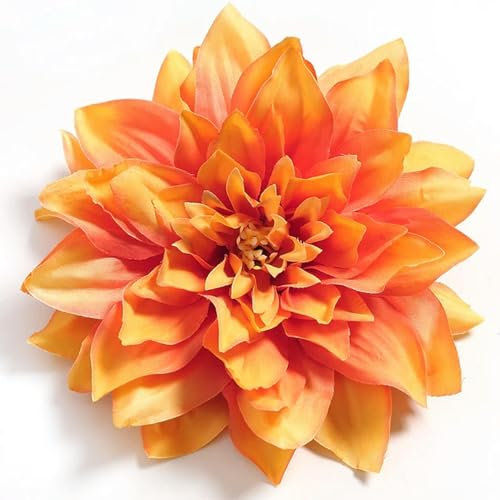 GeRRiT Künstliche Dahlien-Blumen, Chrysanthemen, handgefertigt, DIY, Heimdekoration, Blumen, Kopf, Braut, Blumenstrauß, Zubehör, Orange, 5 Stück
