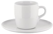 Alessi Itsumo NF07/76S - Set di Una Tazza da Caffè di Design, con Sottotazza, Uso Quotidiano, Estetica Minimale, in Porcellana Bianca, Diametro 12.5 cm